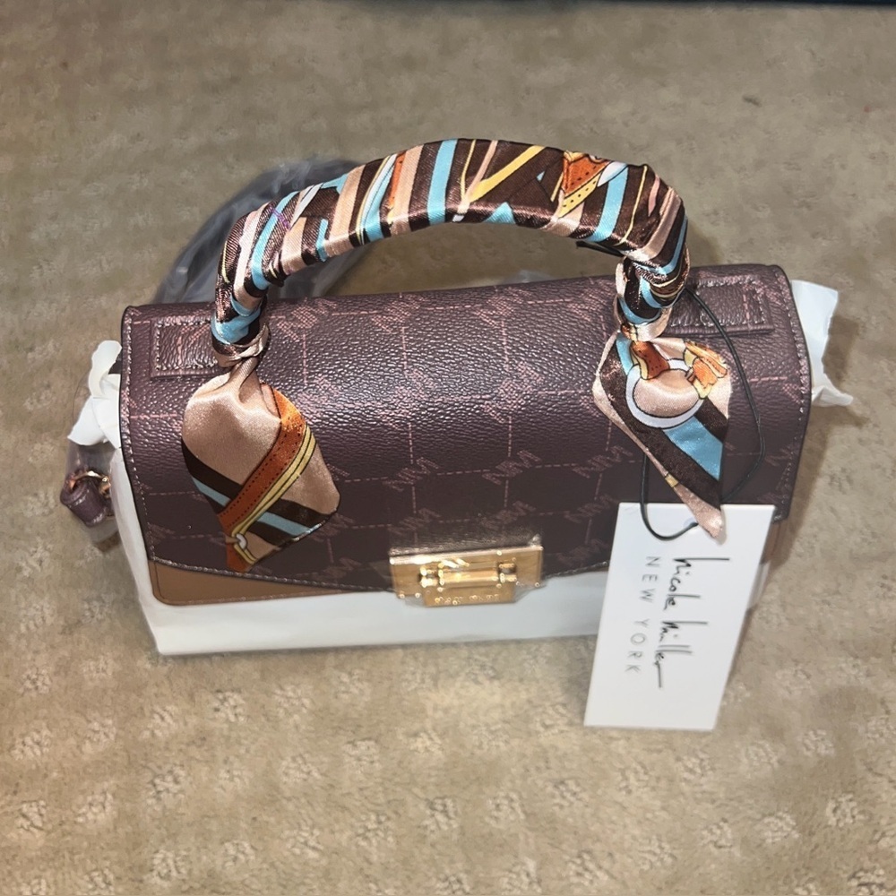 Nicole Miller NWT Brown Mix Crossbody Bag / Purse (0058) - Picture 2 of 6